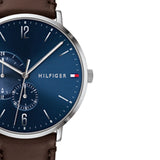  Shop Authentic Tommy Hilfiger Cooper Blue Dial Brown Leather Strap Watch for Men - 1791508 - Luxxuri