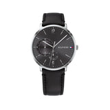  Shop Authentic Tommy Hilfiger Brooklyn Black Dial Black Leather Strap Watch for Men - 1791509 - Luxxuri