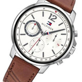  Shop Authentic Tommy Hilfiger Landon Chronograph White Dial Brown Leather Strap Watch for Men - 1791531 - Luxxuri