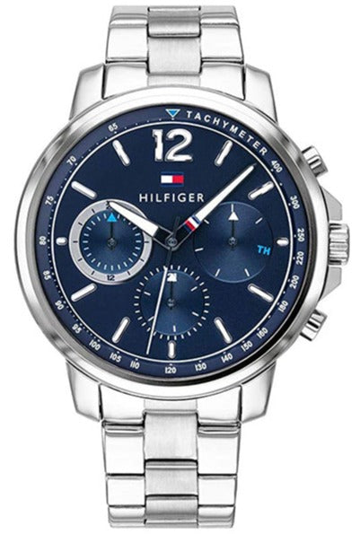  Shop Authentic Tommy Hilfiger London Chronograph Quartz Blue Dial Silver Steel Strap Watch for Men - 1791534 - Luxxuri