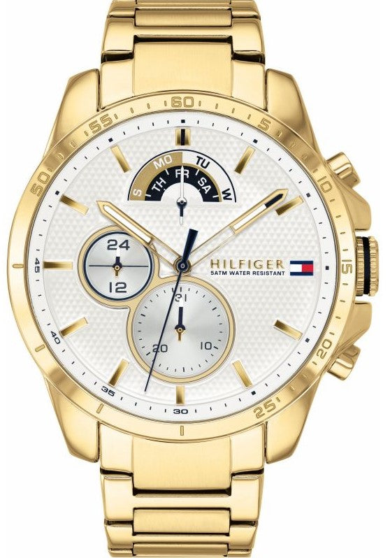  Shop Authentic Tommy Hilfiger Iconic Quartz White Dial Gold Steel Strap Watch for Men - 1791538 - Luxxuri