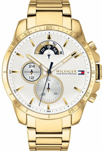  Shop Authentic Tommy Hilfiger Iconic Quartz White Dial Gold Steel Strap Watch for Men - 1791538 - Luxxuri