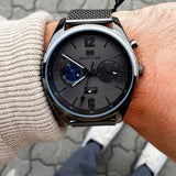  Shop Authentic Tommy Hilfiger Deacon Analog Black Dial Black Mesh Bracelet Watch for Men - 1791547 - Luxxuri