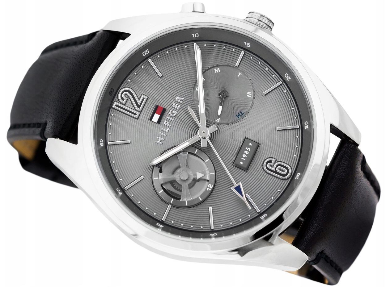  Shop Authentic Tommy Hilfiger Deacan Grey Dial Black Leather Strap Watch for Men - 1791548 - Luxxuri