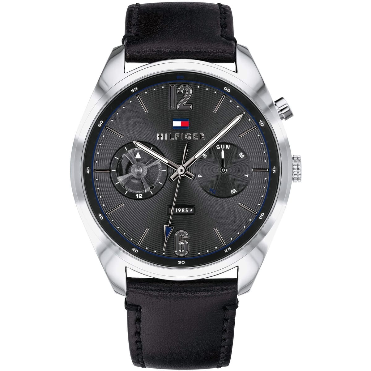  Shop Authentic Tommy Hilfiger Deacan Grey Dial Black Leather Strap Watch for Men - 1791548 - Luxxuri