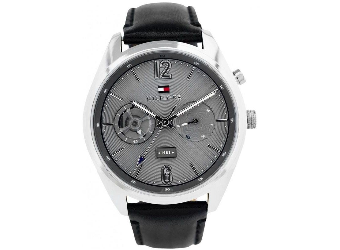  Shop Authentic Tommy Hilfiger Deacan Grey Dial Black Leather Strap Watch for Men - 1791548 - Luxxuri