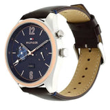  Shop Authentic Tommy Hilfiger Deacan Blue Dial Brown Leather Strap Watch for Men - 1791549 - Luxxuri