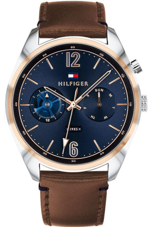 Shop Authentic Tommy Hilfiger Deacan Blue Dial Brown Leather Strap Watch for Men - 1791549 - Luxxuri