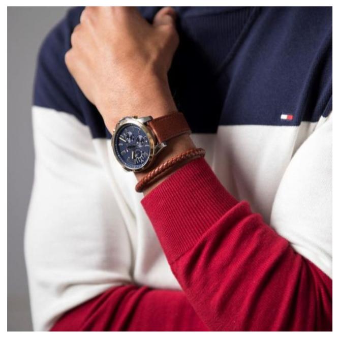  Shop Authentic Tommy Hilfiger Spencer Blue Dial Brown Leather Strap Watch for Men - 1791642 - Luxxuri