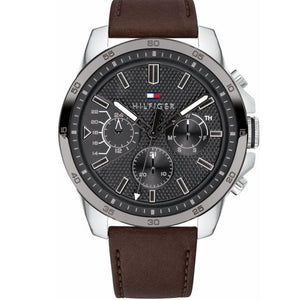  Shop Authentic Tommy Hilfiger Decker Grey Dial Brown Leather Strap Watch for Men - 1791562 - Luxxuri