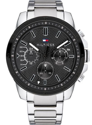  Shop Authentic Tommy Hilfiger Iconic Quartz Black Dial Silver Steel Strap Watch for Men - 1791564 - Luxxuri