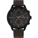  Shop Authentic Tommy Hilfiger Chase Quartz Black Dial Brown Leather Strap Watch for Men - 1791577 - Luxxuri
