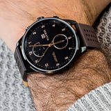  Shop Authentic Tommy Hilfiger Chase Quartz Black Dial Brown Leather Strap Watch for Men - 1791577 - Luxxuri
