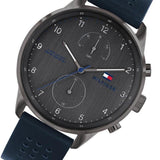  Shop Authentic Tommy Hilfiger Chase Grey Dial Blue Leather Strap Watch for Men - 1791578 - Luxxuri