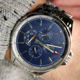  Shop Authentic Tommy Hilfiger Shawn Multifunction Quartz Blue Dial Silver Steel Strap Watch for Men - 1791612 - Luxxuri