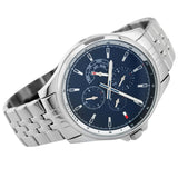  Shop Authentic Tommy Hilfiger Shawn Multifunction Quartz Blue Dial Silver Steel Strap Watch for Men - 1791612 - Luxxuri