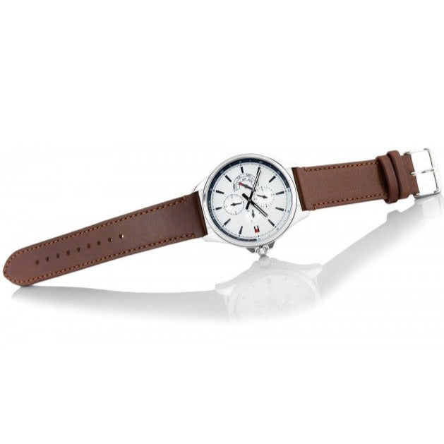  Shop Authentic Tommy Hilfiger Multi Function Quartz White Dial Brown Leather Strap Watch for Men - 1791614 - Luxxuri