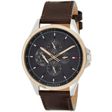  Shop Authentic Tommy Hilfiger Shawn Multifunction Grey Dial Brown Leather Strap Watch for Men - 1791615 - Luxxuri