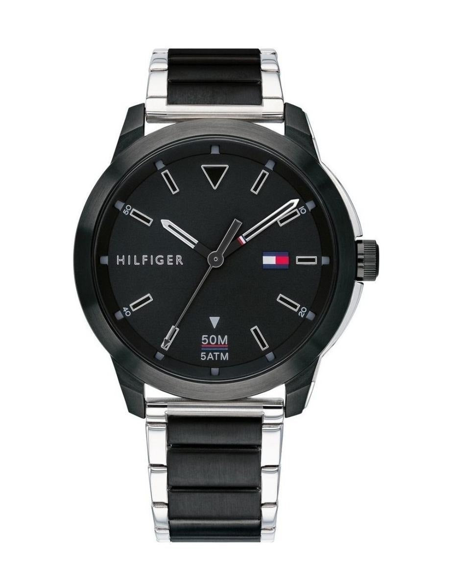 Tommy Hilfiger Sneaker Quartz Black Dial Two Tone Steel Strap Watch for Men - 1791619