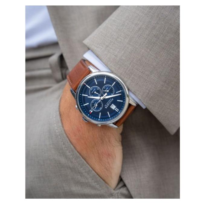  Shop Authentic Tommy Hilfiger Spencer Blue Dial Brown Leather Strap Watch for Men - 1791642 - Luxxuri