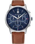  Shop Authentic Tommy Hilfiger Kyle Multifunction Blue Dial Brown Leather Strap Watch for Men - 1791629 - Luxxuri