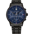  Shop Authentic Tommy Hilfiger Kyle Quartz Blue Dial Black Steel Strap Watch for Men - 1791633 - Luxxuri