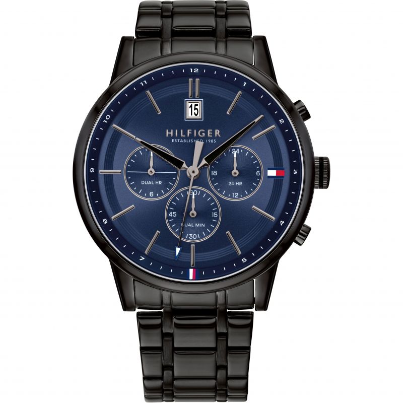  Shop Authentic Tommy Hilfiger Kyle Quartz Blue Dial Black Steel Strap Watch for Men - 1791633 - Luxxuri
