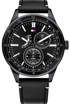  Shop Authentic Tommy Hilfiger Austin Black Dial Black Leather Strap Watch for Men - 1791638 - Luxxuri
