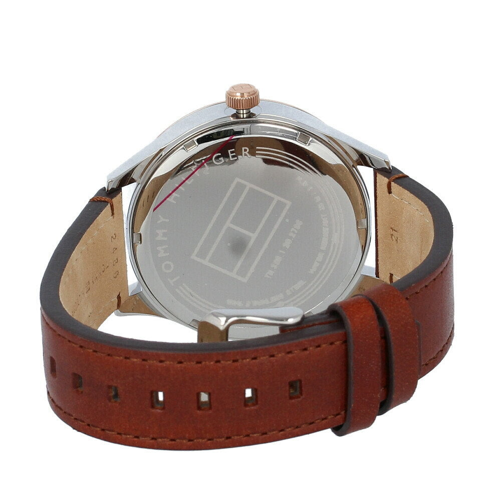  Shop Authentic Tommy Hilfiger Spencer Blue Dial Brown Leather Strap Watch for Men - 1791642 - Luxxuri