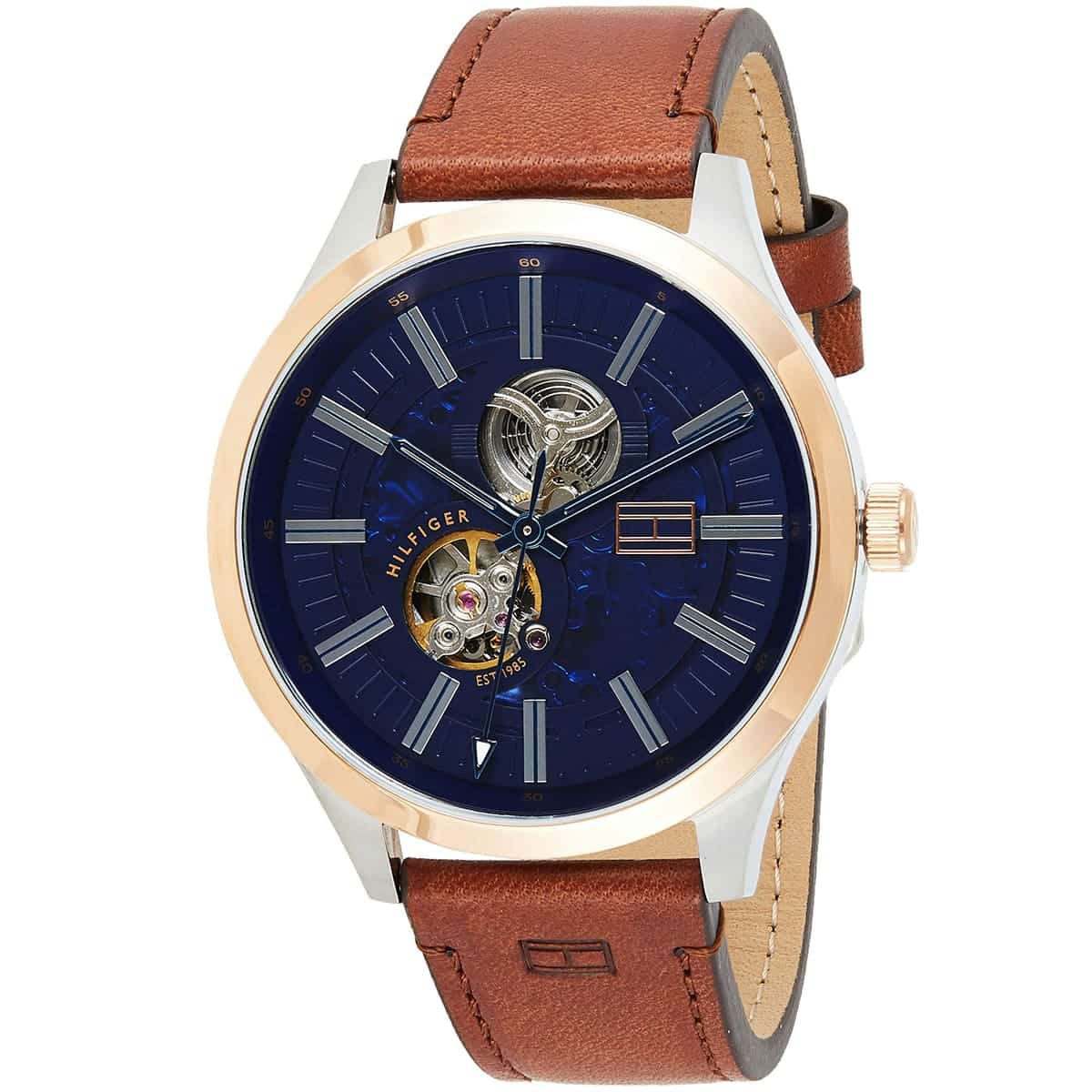  Shop Authentic Tommy Hilfiger Spencer Blue Dial Brown Leather Strap Watch for Men - 1791642 - Luxxuri