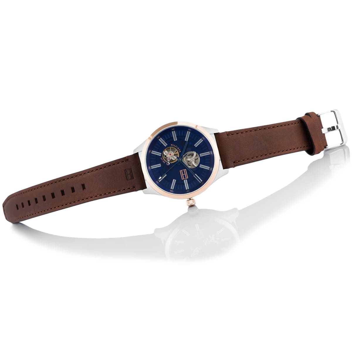  Shop Authentic Tommy Hilfiger Spencer Blue Dial Brown Leather Strap Watch for Men - 1791642 - Luxxuri