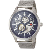  Shop Authentic Tommy Hilfiger Spencer Skeleton Black Dial Silver Mesh Bracelet Watch for Men - 1791643 - Luxxuri