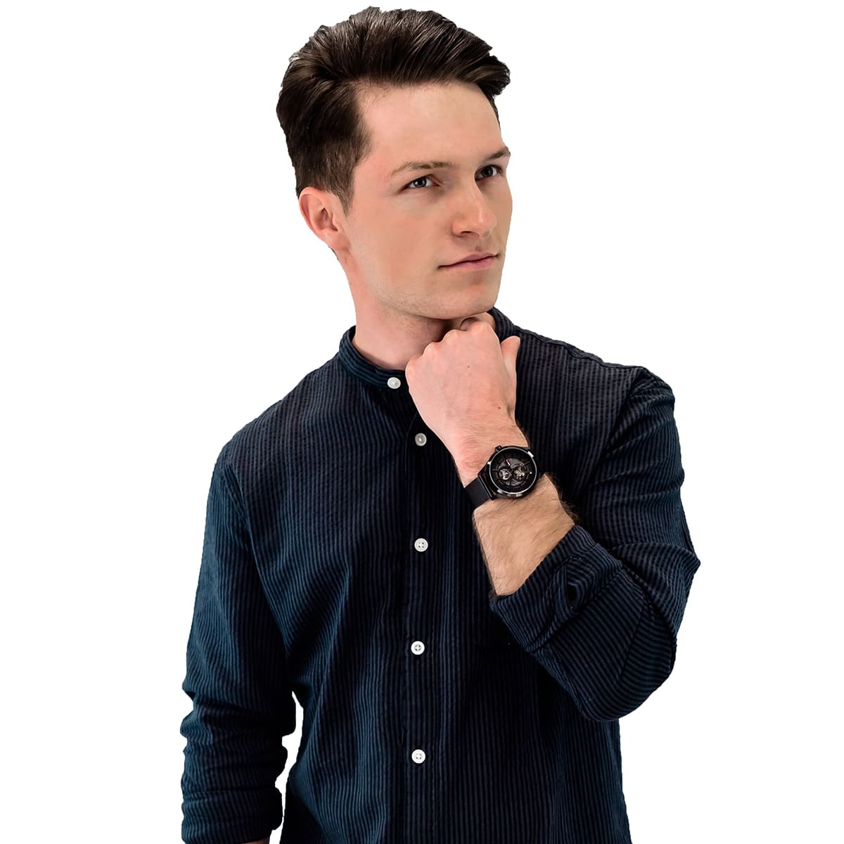  Shop Authentic Tommy Hilfiger Spencer Skeleton Black Dial Black Mesh Bracelet Watch for Men - 1791644 - Luxxuri