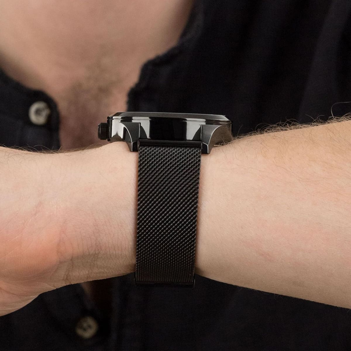  Shop Authentic Tommy Hilfiger Spencer Skeleton Black Dial Black Mesh Bracelet Watch for Men - 1791644 - Luxxuri