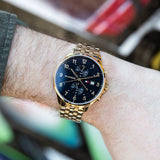  Shop Authentic Tommy Hilfiger West Chronograph Quartz Black Dial Gold Steel Strap Watch For Men - 1791708 - Luxxuri
