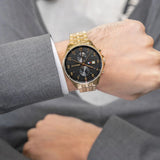  Shop Authentic Tommy Hilfiger West Chronograph Quartz Black Dial Gold Steel Strap Watch For Men - 1791708 - Luxxuri