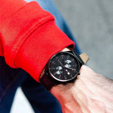  Shop Authentic Tommy Hilfiger West Chronograph Black Dial Black Leather Strap Watch For Men - 1791711 - Luxxuri