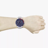  Shop Authentic Tommy Hilfiger Bank Chronograph Blue Dial Silver Steel Strap Watch for Men - 1791718 - Luxxuri