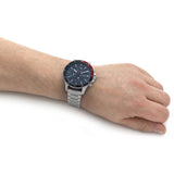  Shop Authentic Tommy Hilfiger Bank Chronograph Blue Dial Silver Steel Strap Watch for Men - 1791718 - Luxxuri