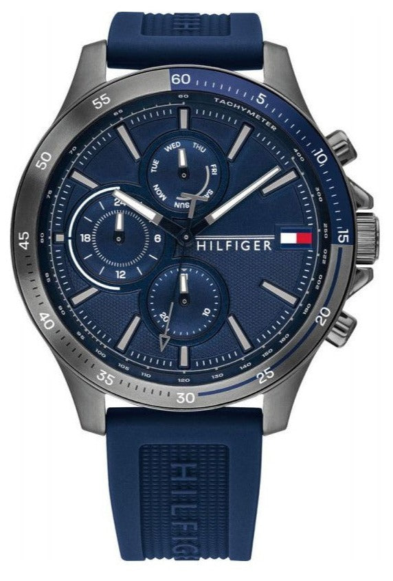  Shop Authentic Tommy Hilfiger Bank Blue Dial Blue Rubber Strap Watch for Men - 1791721 - Luxxuri