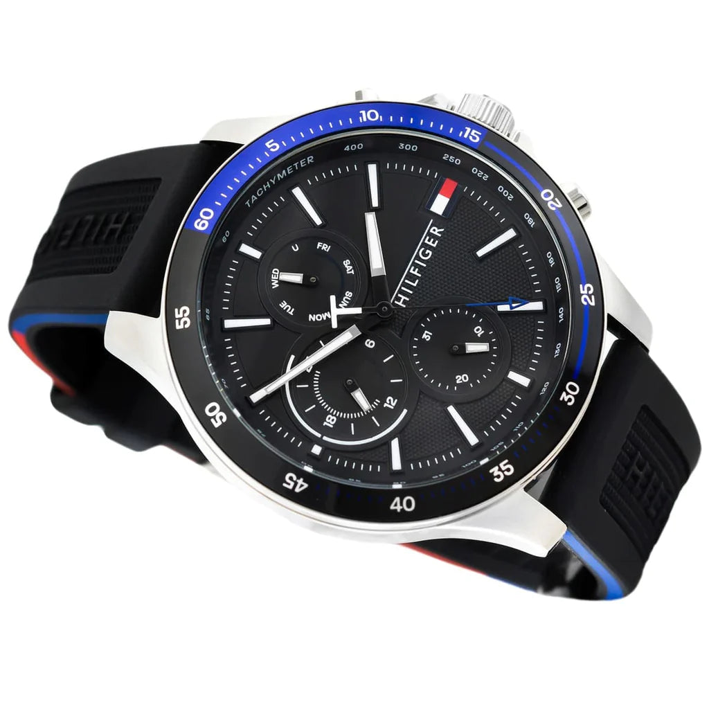  Shop Authentic Tommy Hilfiger Bank Quartz Black Dial Black Rubber Strap Watch for Men - 1791724 - Luxxuri