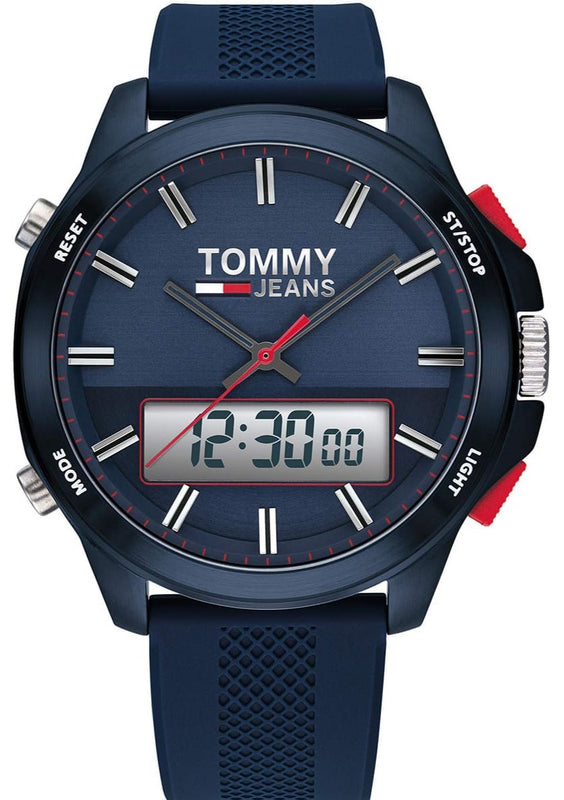  Shop Authentic Tommy Hilfiger Digital Analog Blue Dial Blue Rubber Strap Watch For Men - 1791761 - Luxxuri