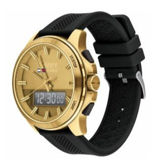  Shop Authentic Tommy Hilfiger Jeans Digital Analog Gold Dial Black Rubber Strap Watch For Women  - 1791762 - Luxxuri
