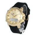  Shop Authentic Tommy Hilfiger Jeans Digital Analog Gold Dial Black Rubber Strap Watch For Women  - 1791762 - Luxxuri