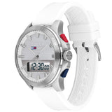  Shop Authentic Tommy Hilfiger Digital Silver Dial White Silicone Strap Watch For Men - 1791764 - Luxxuri