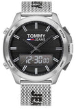  Shop Authentic Tommy Hilfiger Digital Black Dial Silver Mesh Bracelet Watch For Men - 1791765 - Luxxuri