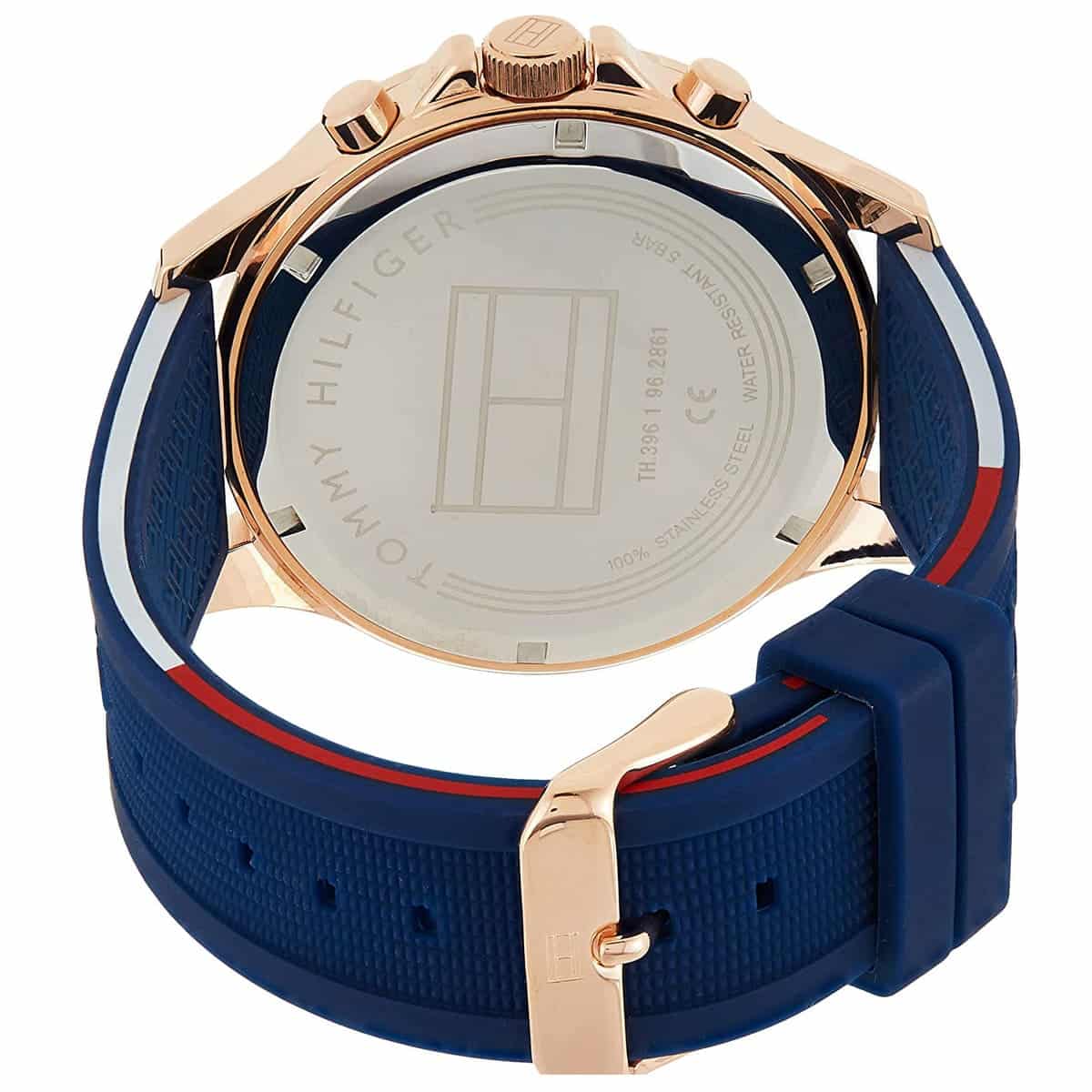  Shop Authentic Tommy Hilfiger Bank Multifunction Quartz White Dial Blue Rubber Strap Watch for Men - 1791778 - Luxxuri
