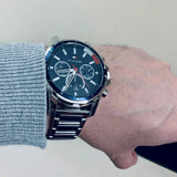  Shop Authentic Tommy Hilfiger Mason Quartz Blue Dial Silver Steel Strap Watch for Men - 1791788 - Luxxuri