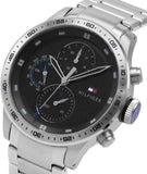  Shop Authentic Tommy Hilfiger Trent Quartz Black Dial Silver Steel Strap Watch For Men - 1791805 - Luxxuri
