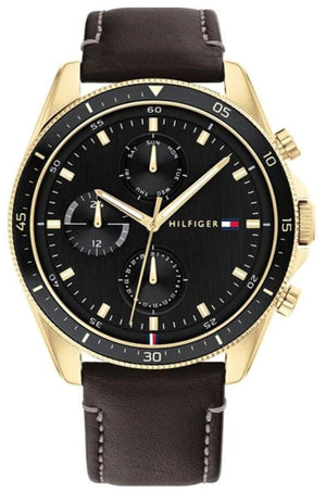  Shop Authentic Tommy Hilfiger Parker Chronograph Black Dial Brown Leather Strap Watch For Men  - 1791836 - Luxxuri